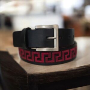 Cinturón Massey Ferguson Negro Bordado Rojo